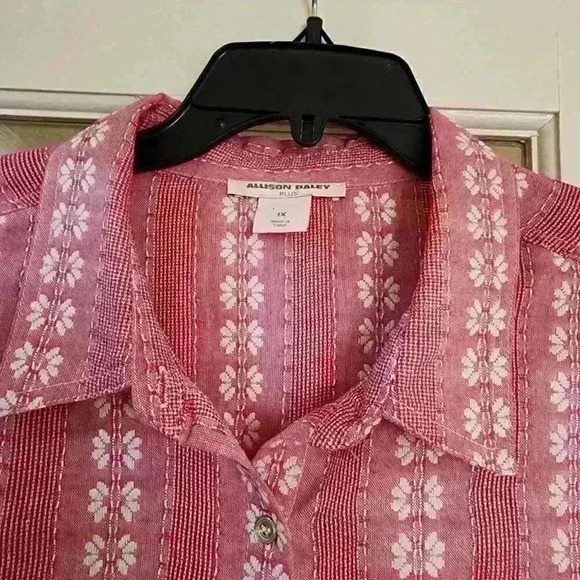 Allison Daley Women's Plus Pink 3/4 Sleeve Light Button Down 1X Fall Western - Picture 3 of 11